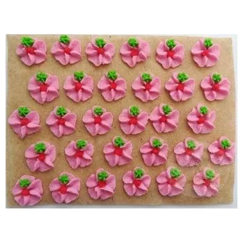 Jedlá dekorace na dort Cukrové květy růžové na platíčku 30ks - Fagos