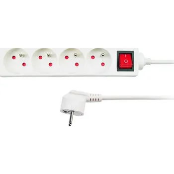 Prodlužovací kabel SOLIGHT - prodlužovací přívod 3x1,0mm2 bílý 4x zásuvka vypínač - 7m