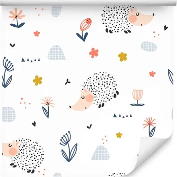 Fototapeta Dětská tapeta Ježci ZVÍŘÁÁTKA Květiny Kresba