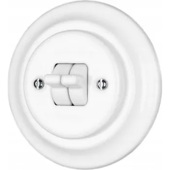 vypínač Keramický dvojitý vypínač ANTICA OLD bílý s páčkami LOFT s rámečkem