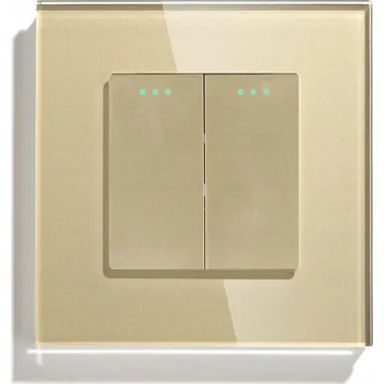 vypínač Skleněný dvojitý vypínač, mechanický, impulsní, zvonkový, zlatý