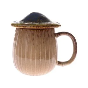 Keramický hrnek s víčkem - houba, 550ml, modrý, 1/16