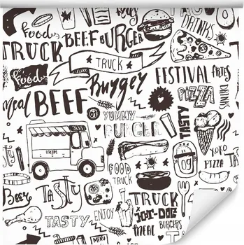 Fototapeta Kuchyňská tapeta ČERNO-BÍLÁ Nápisy Jídlo Dekorace