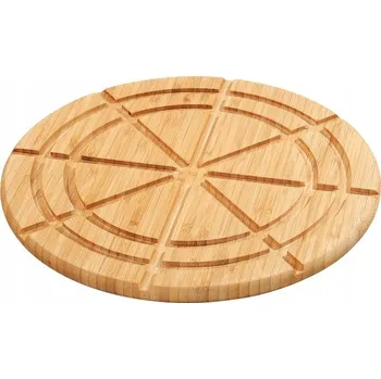 Kuchyňské prkénko Servírovací prkénko na pizzu a koláče 30 cm, bambusové kulaté dělené RAWI