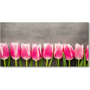 Obraz Kuchyňský panel Růžové tulipány 140x70 cm + LEPIDLO