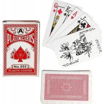 Pokerové karty No. 555 potažené plastem 54 ks, červené