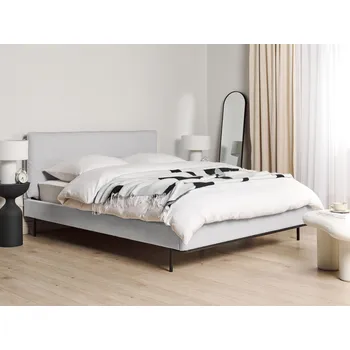 Ložnice Čalouněná postel 160 x 200 cm světle šedá moderní nábytek do ložnice manželská postel stylová Beliani