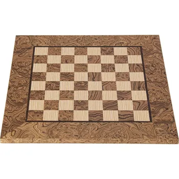 Figurka Manopoulos Ručně vyráběná šachovnice z kořenového dřeva ořechu a dubu s intarzií 40x40cm