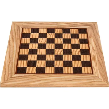 Figurka Manopoulos Ručně vyráběná šachovnice z olivového dřeva a intarzie wenge 34x34cm