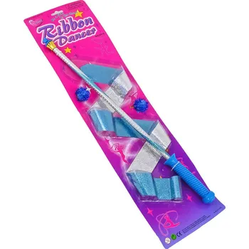 Stuha Stuha dětská gymnastická lesklá třpytivá 50cm s hůlkou plast