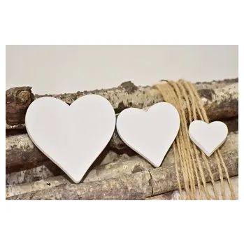 Dřevěné srdce bílé, sada 20 ks