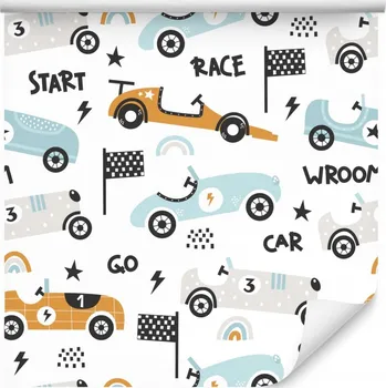 Fototapeta Tapeta na zeď ZÁVODNÍ AUTA, Skandinávský Retro Styl