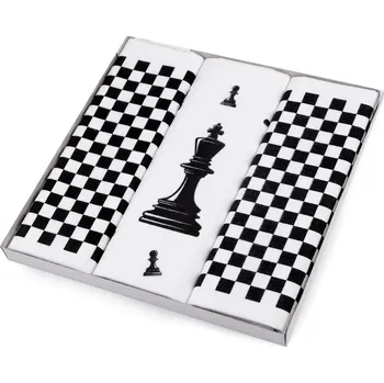 Pánský kapesník / dárková kazeta noty, šachy Varianta: 2 bílá šachy, Balení: 1 krab.