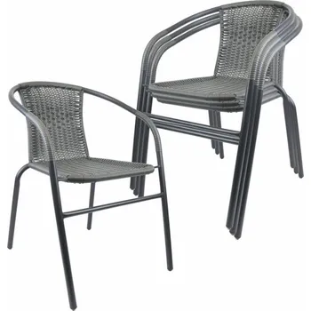 Sada zahradních bistro židlí, stohovatelná, šedá, 4 ks