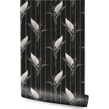 Fototapeta Tapeta do obývacího pokoje Šedé Lístky Abstrakce Proužky 3D