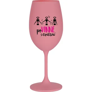 Sklenice POVINNÉ CVIČENÍ - růžová sklenice na víno 350 ml