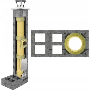 Komín Keramický komín, komínový systém fi 200 4m sada 36 x 78 cm kompletní 4vrstvý