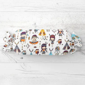 Dekorativní polštářek Dětský polštář válec bonbon Sandra SA-045 Malí indiáni 15x40 cm