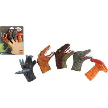 Figurka Maňásek prstový dinosauři 5ks guma 6cm na kartě 16,5x20cm
