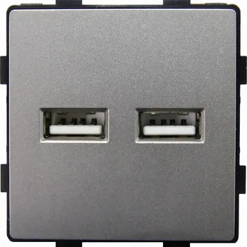 Elektrická zásuvka Modul Dvojitá USB Nabíječka Typ A+A 3.1A Šedá do Rámu MIUUN