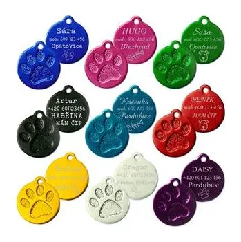 psí známka PZ005-SI Hliníková psí známka tlapka velká