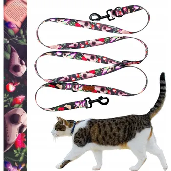 Vodítko pro psa NASTAVITELNÉ PŘEPÍNACÍ vodítko pro malé kotě/koťátko 240 cm Ukory RŮŽOVÉ