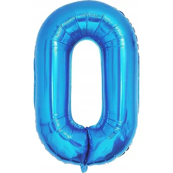 Balónek Fóliový Balón Velký Modrý ČÍSLICE 0 k Narozeninám 100 cm (42")