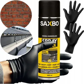 Barva ve spreji GUMA VE VE SPREJI TĚSNICÍ PROSTŘEDEK NA OKAPY A KOMÍNY ČERNÁ 500ml + RUKAVICE