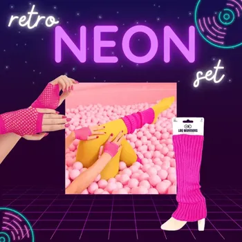 Karnevalový doplněk Retro neonový set dopňků - růžový