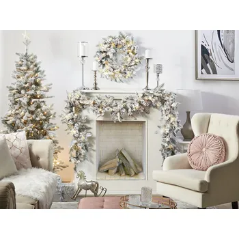 Vánoční dekorace Vánoční girlanda Bílý syntetický materiál 270 cm LED světla Plastová umělá dekorace Beliani