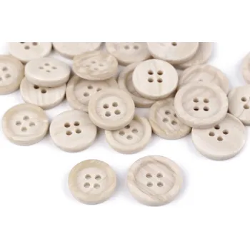 Knoflík Výprodej - Knoflík imitace dřeva velikost 28" - ecru 50ks Varianta: 2 (28") ecru, Balení: 50 ks