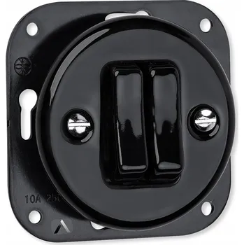 vypínač Dvojitý vypínač Pod Omítku Antica černý K1-R210Q BLACK