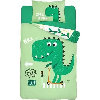 Povlečení Bambusové povlečení do postýlky Dino green 100x135+40x60