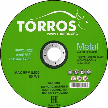 Řezný kotouč Řezací kotouč na kov Torros 180x2,5x22,2 kotouče