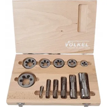 Závitořezný nástroj Sada oboustranných závitníků a kruhových závitových čelistí G 1/8" - 1" 12 dílů VOLKEL