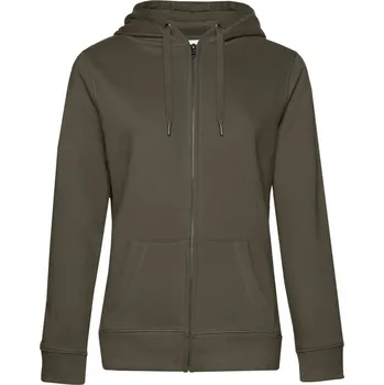 pracovní mikina B&C Mikina QUEEN Zipped Hood s kapucí a zipem, dámská COT01W03Q55500-khaki XS Khaki