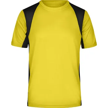 pracovní tričko James & Nicholson Tričko JN 306, běžecké, krátký rukáv, pánské COT02030698305-yellow/blac 2XL Žlutá/černá