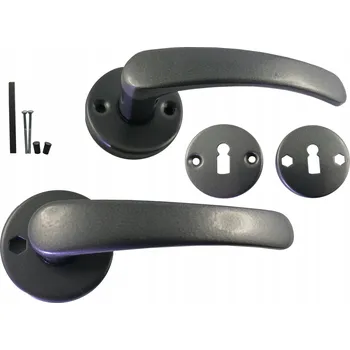 Dveřní kování GRAFIT ŠEDÁ HOUBOVÁ KLIKA KULATÝ KULATOU ROZETOU A KLÍČEM