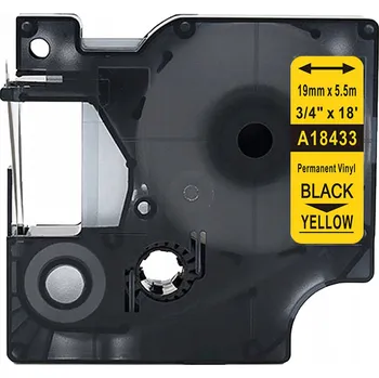 Pásek do tiskárny Vinylová páska 19 mm pro DYMO RHINO 18433 Žlutá