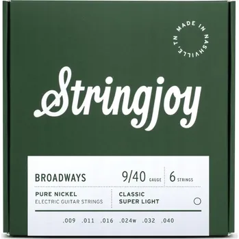 Příslušenství pro strunný nástroj Struny pro elektrickou kytaru Stringjoy Pure Nickel BROADWAYS 9-40