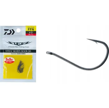 Rybářský háček Háčky s protihrotem Daiwa Steez Worm Hook SS FFN 9 ks