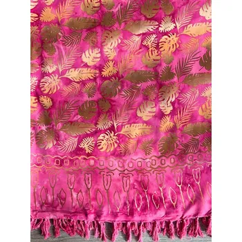 Šátek Sarong růžový s listy