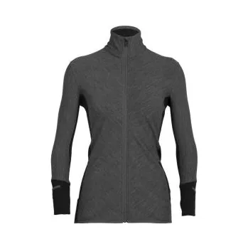 Icebreaker Wmns Descender LS Zip, Jet Heather/Black