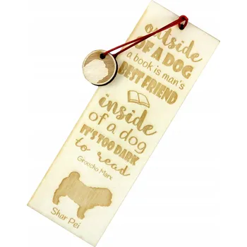 Doplněk ke knize Shar Pei, gravírovaná záložka do knihy se psem, jméno psa