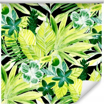 Fototapeta Tapeta do obýváku tropické listy ptáci květiny