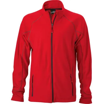 pracovní mikina James & Nicholson Mikina JN 597 na zip, fleecová, pánská COT02059787813-red/carbon 3XL Červená/šedá