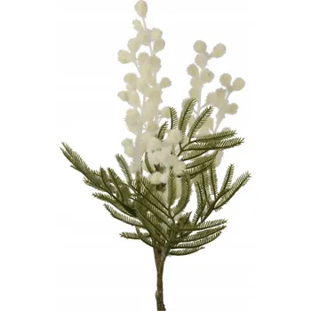 umělá květina Umělá větvička MIMOZA bílá dekorativní na aranžování KVĚTINA 38 Cm