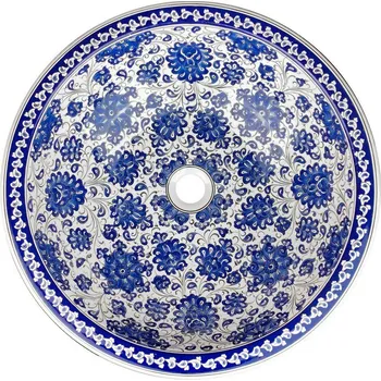 Umyvadlo na desku kulaté Cerames Turecká umyvadla 48 cm modré