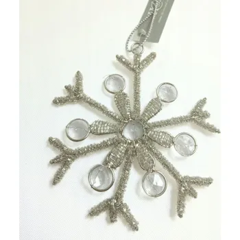 Vánoční dekorace Přívěsek na vánoční stromeček k dekoraci sněhová vločka brokátová stříbrná 12 cm
