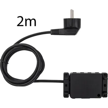 elektrický kabel Přívodní kulatý kabel 2m s úhlovou vidlicí, 3x1mm², černý, vč. instalačního boxu